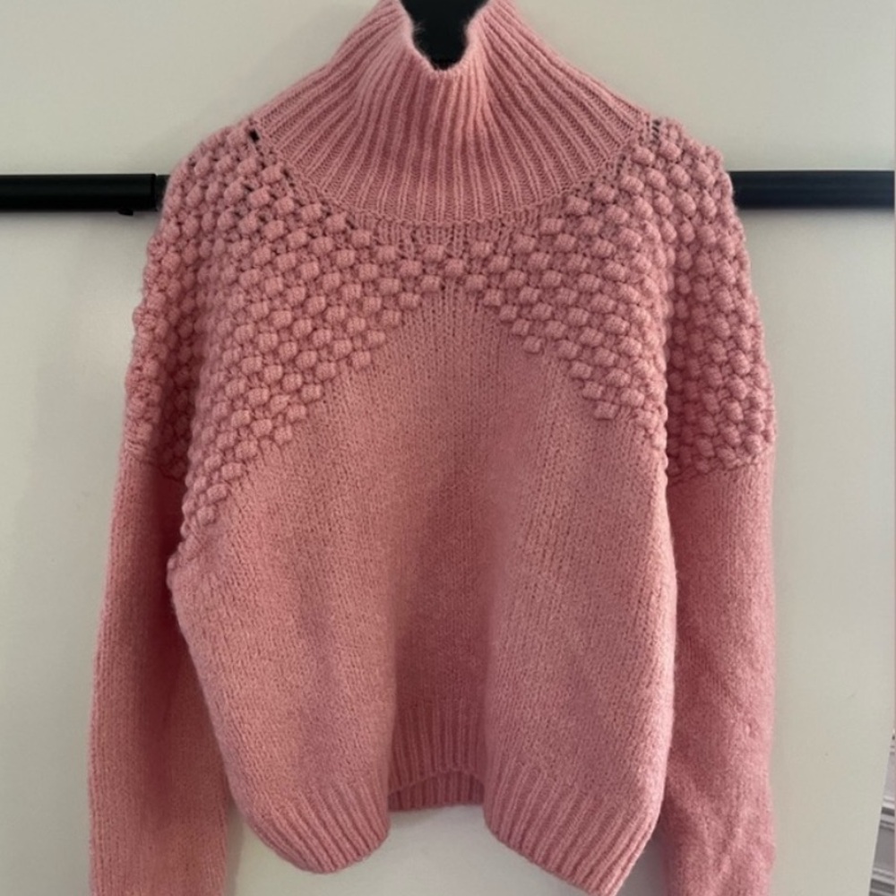 Free people Bradley xs bubblegum pink mock neck puff sleeve - Picture 4 of 6